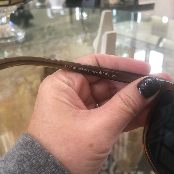 Emporio Armani Sunglasses EA4053. Clear brown frame with gold lenses 57-18-140